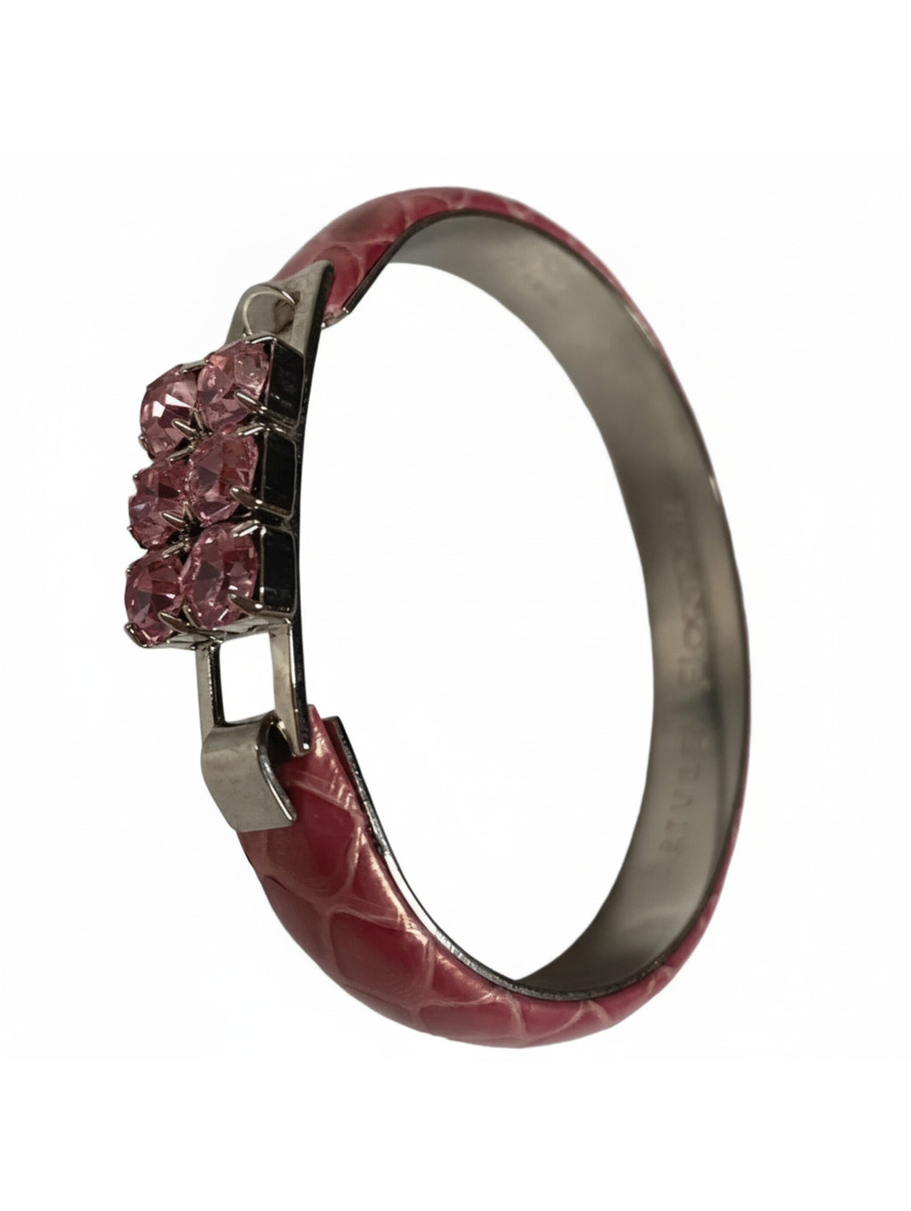 Vintage Peruzzi Florence Pink Bangle Bracelet with Rhinestones - Italian Jewelry